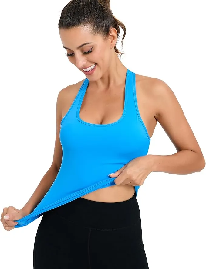 Running Girl athletic tank top with a built-in shelf bra and padded sleeveless design.